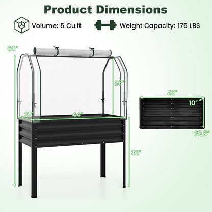 Galvanized Raised Garden Bed with Legs and Greenhouse Cover for Vegetable Flower