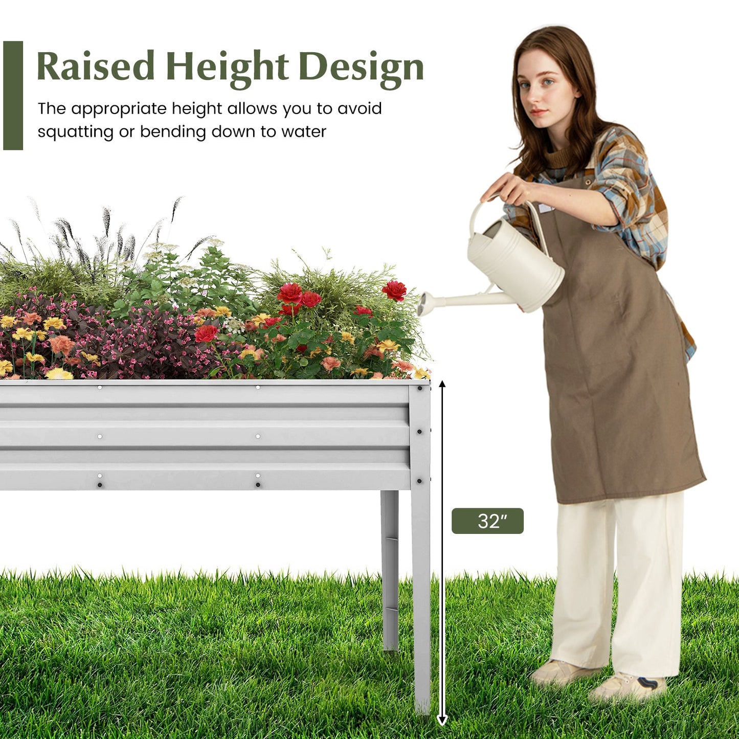 Galvanized Raised Garden Bed Elevated Planter Box with Legs and Drainage Hole
