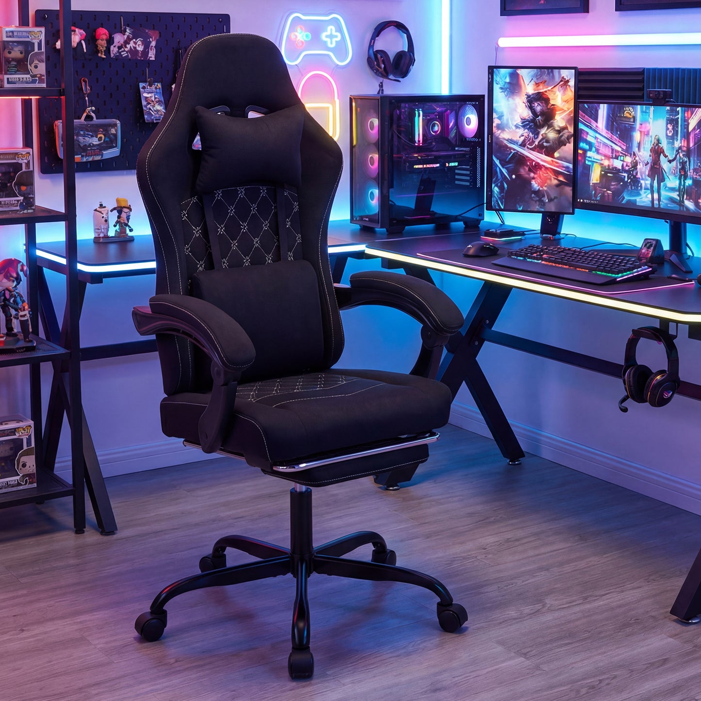 Gaming Chair with Adjustable Height & Reclining Backrest