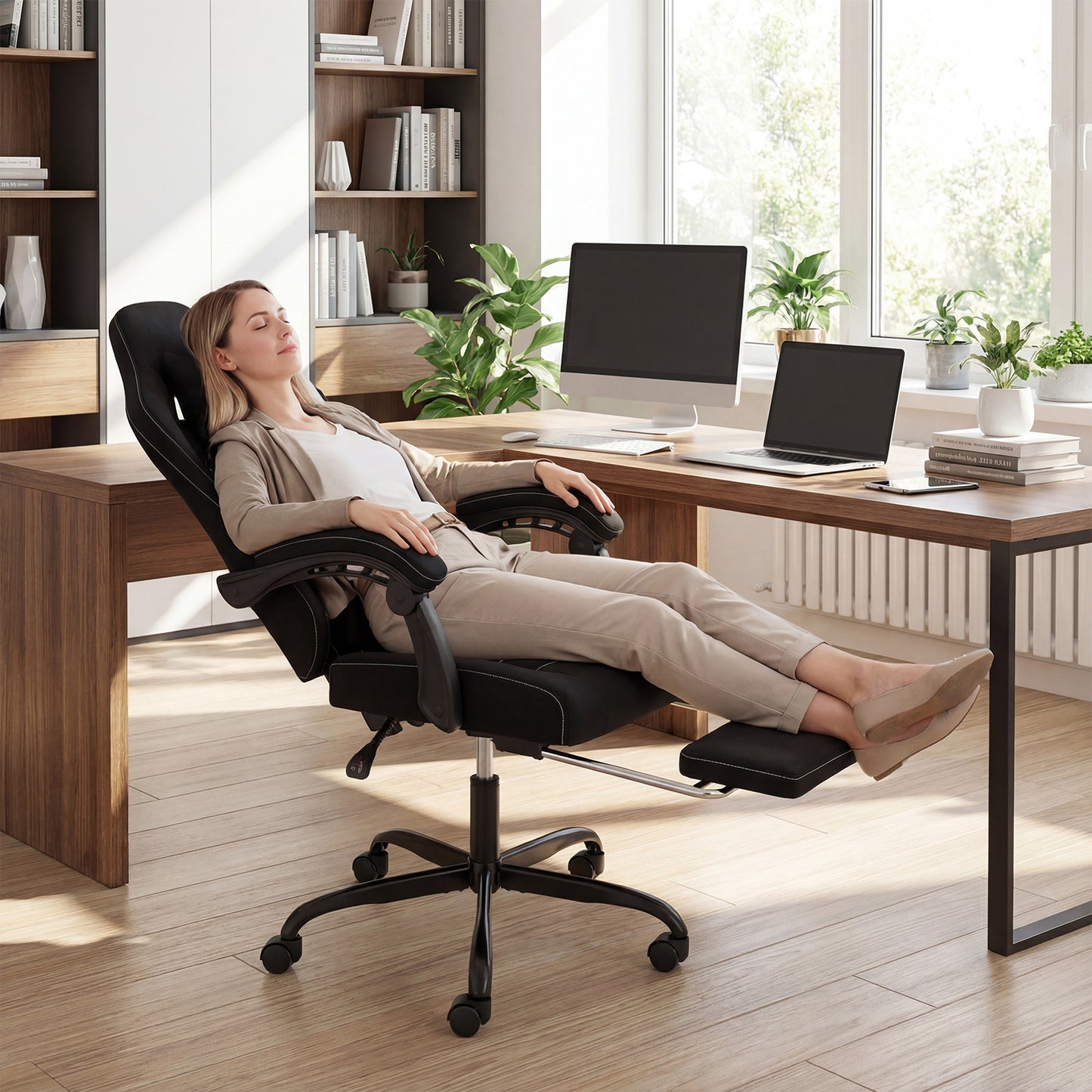 Gaming Chair with Adjustable Height & Reclining Backrest