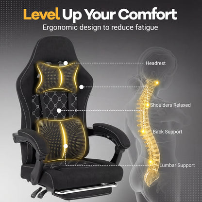 Gaming Chair with Adjustable Height & Reclining Backrest