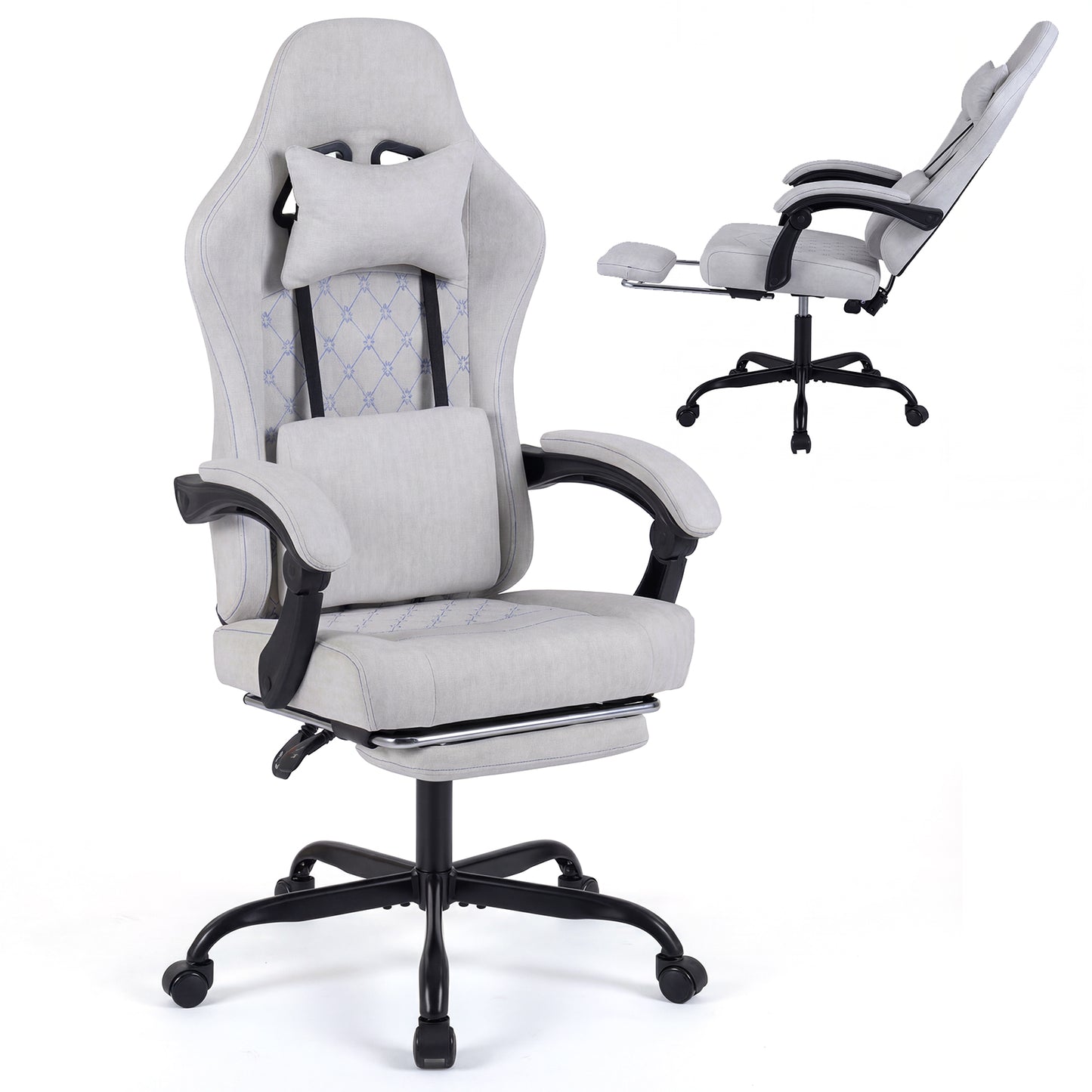 Gaming Chair with Adjustable Height & Reclining Backrest