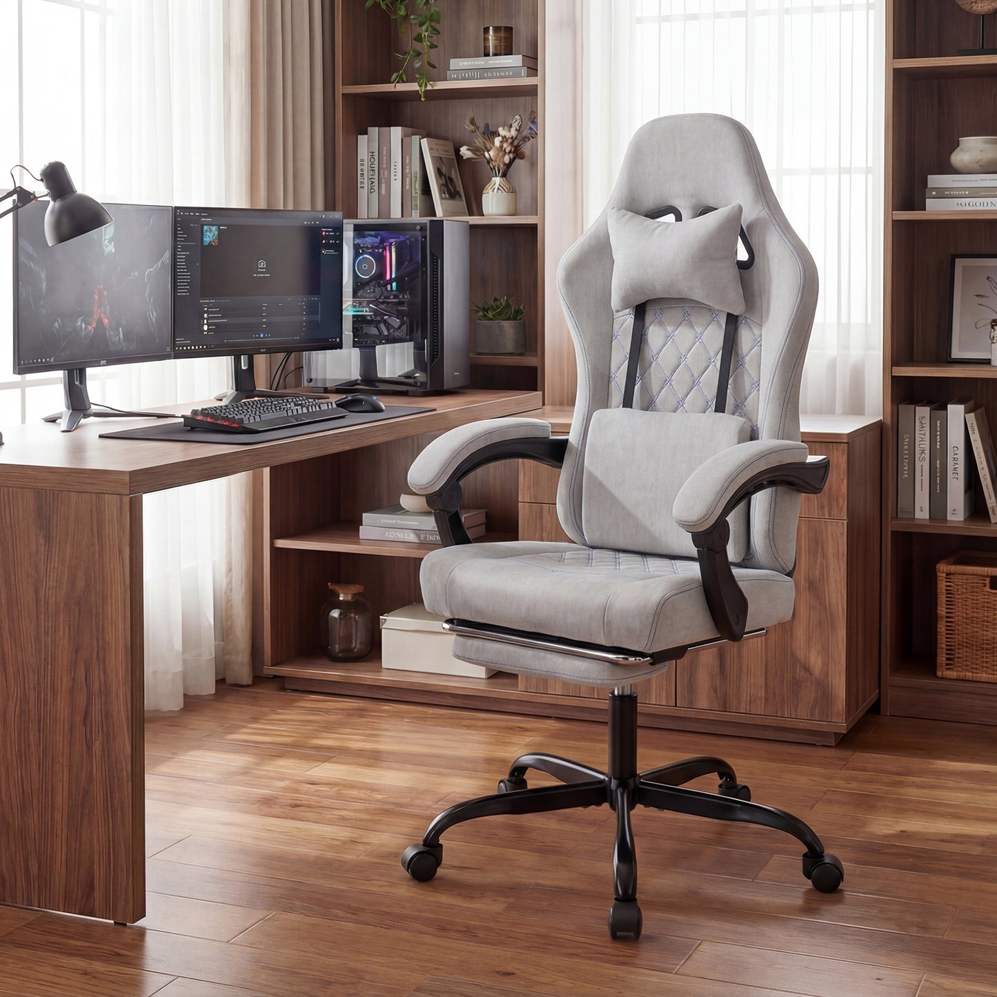 Gaming Chair with Adjustable Height & Reclining Backrest