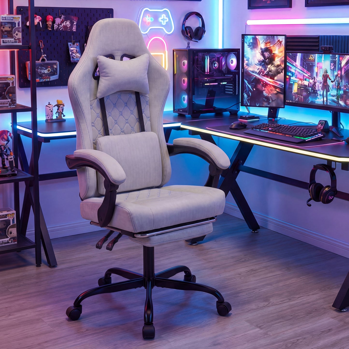 Gaming Chair with Adjustable Height & Reclining Backrest