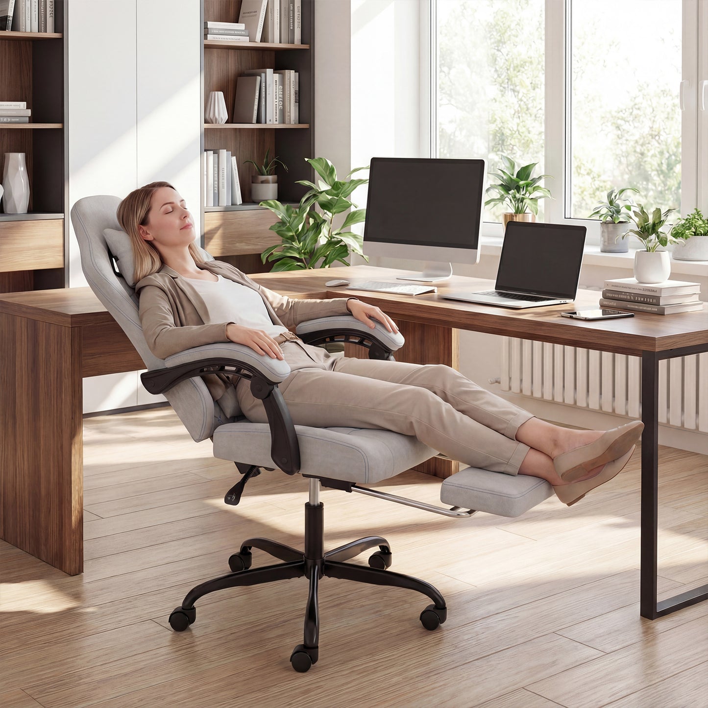 Gaming Chair with Adjustable Height & Reclining Backrest