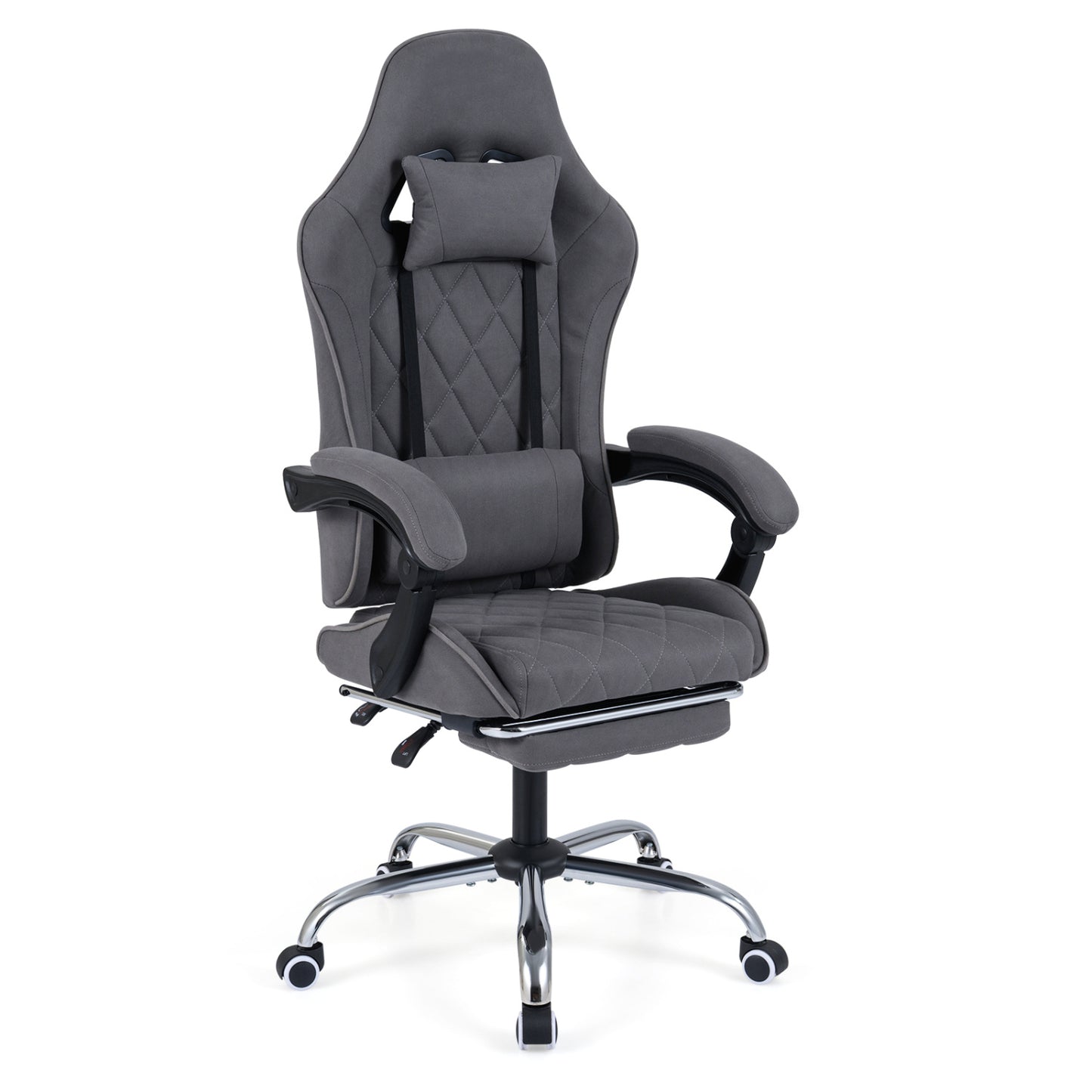Gaming Chair with Adjustable Height & Lumbar Support - Gray