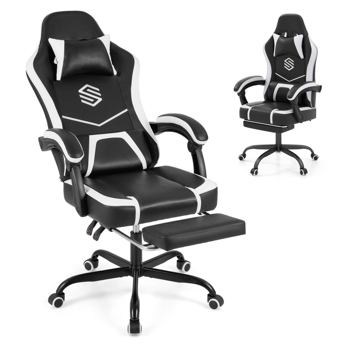Gaming Chair with Adjustable Height & Reclining Backrest