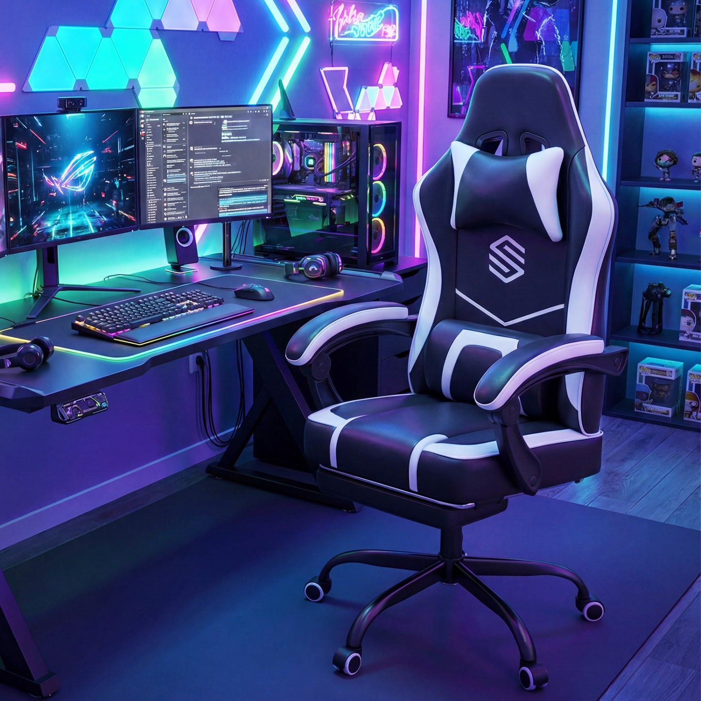 Gaming Chair with Adjustable Height & Reclining Backrest