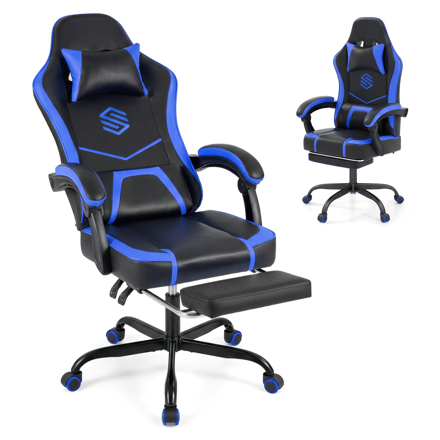 Gaming Chair with Adjustable Height & Reclining Backrest