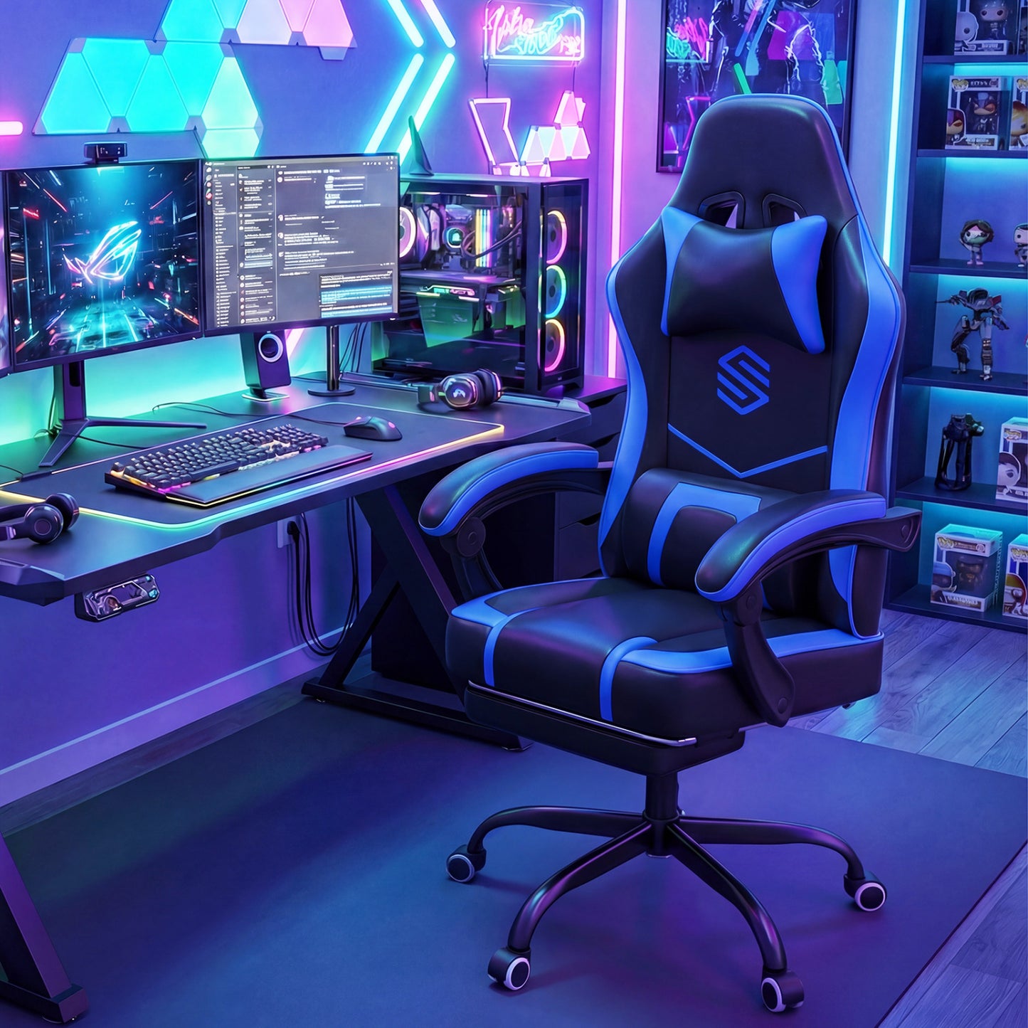 Gaming Chair with Adjustable Height & Reclining Backrest
