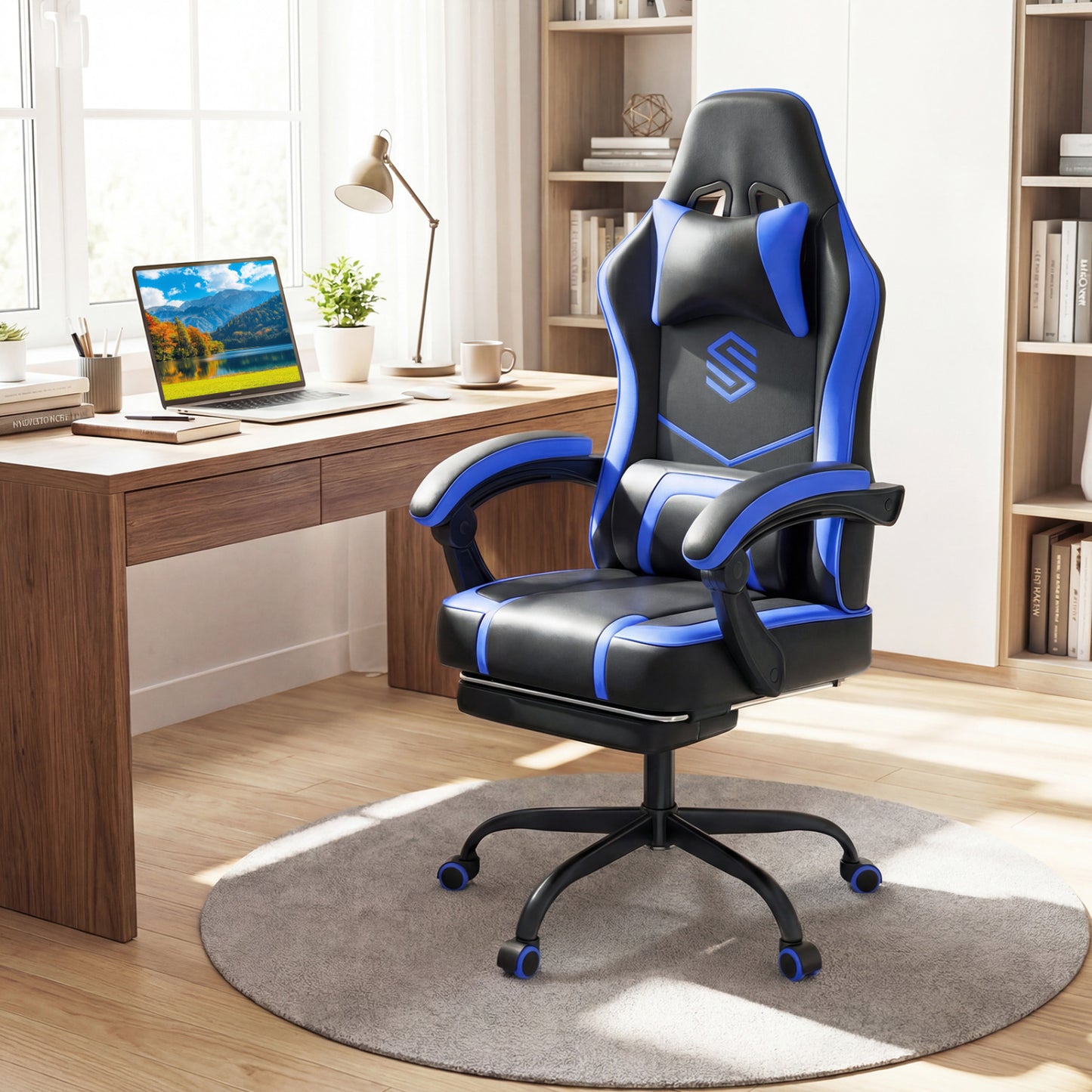 Gaming Chair with Adjustable Height & Reclining Backrest
