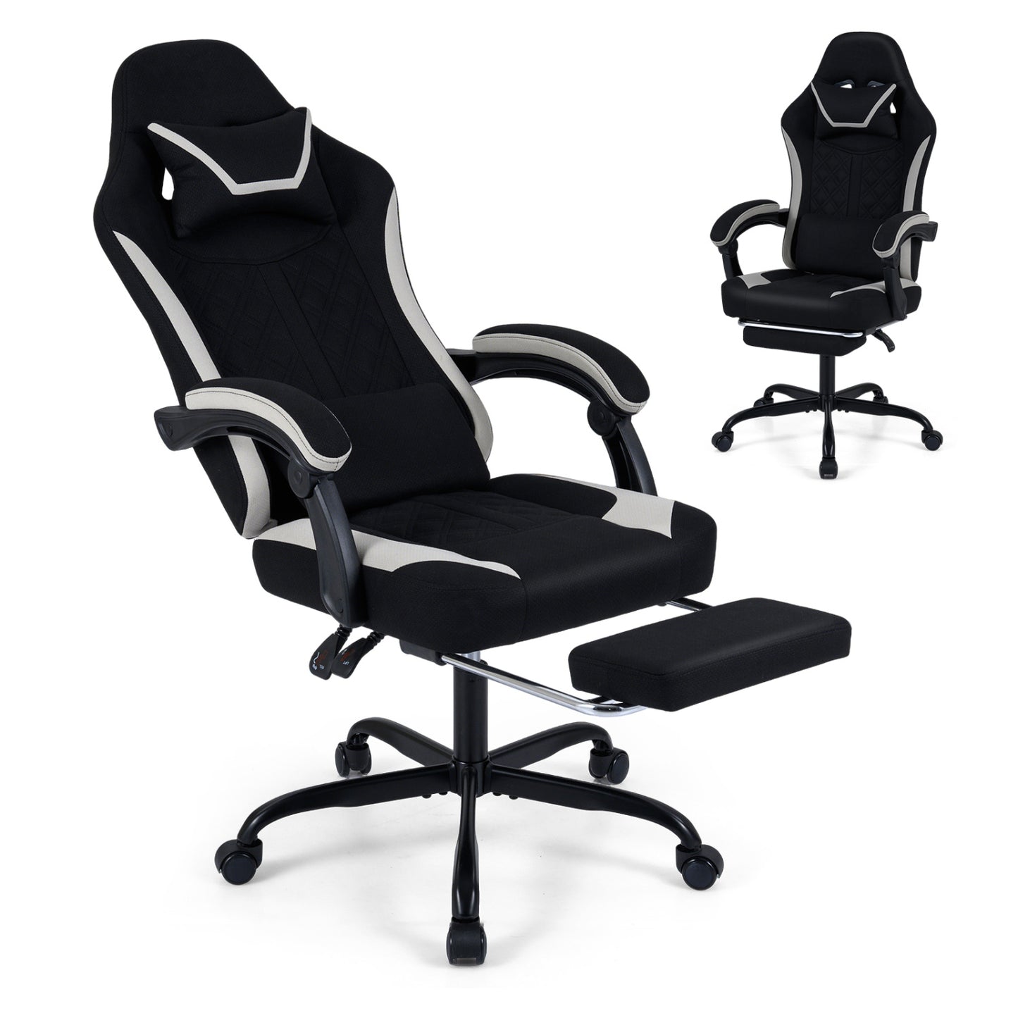 Gaming Chair with Footrest and Lumbar Support