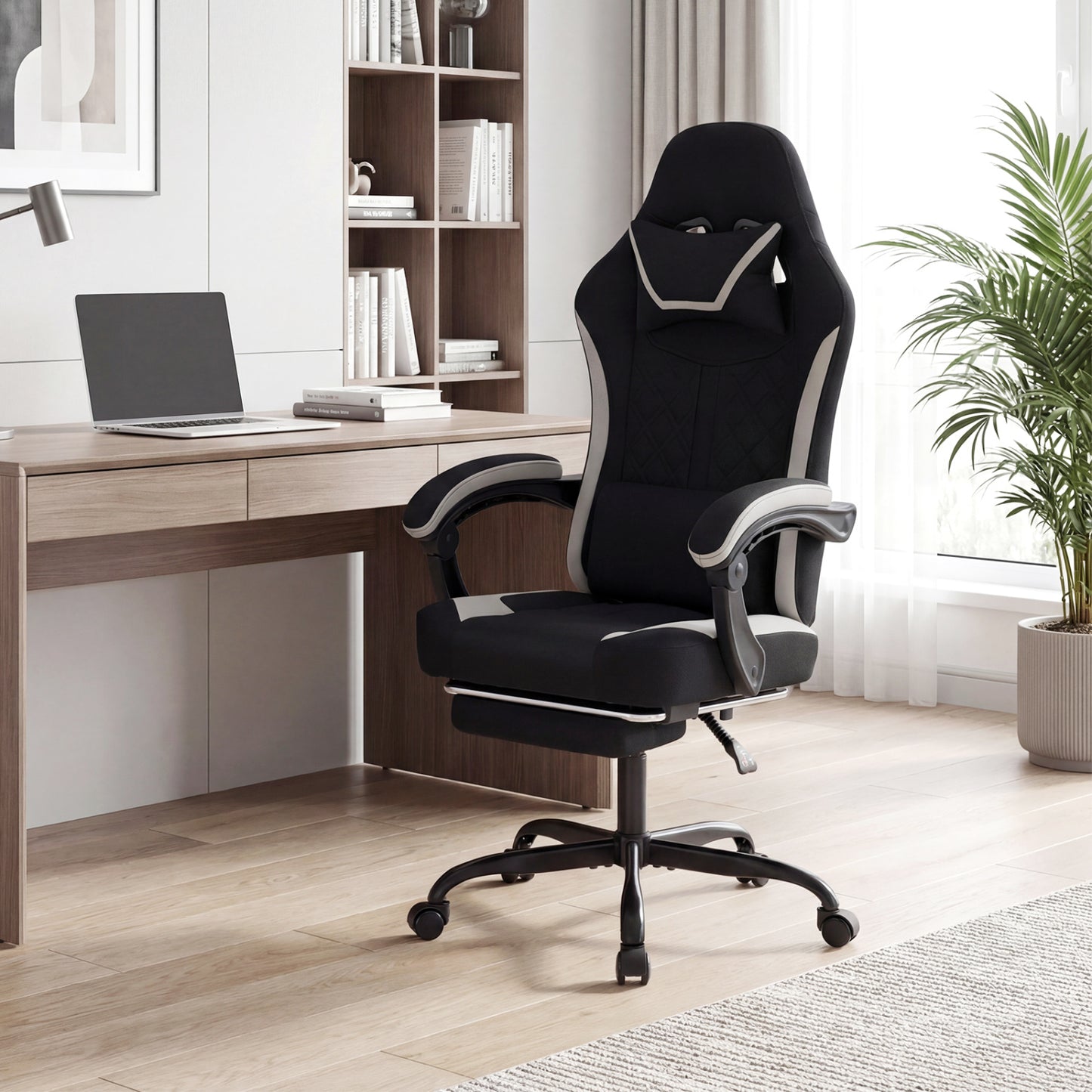 Gaming Chair with Footrest and Lumbar Support