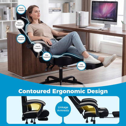 Gaming Chair with Footrest and Lumbar Support