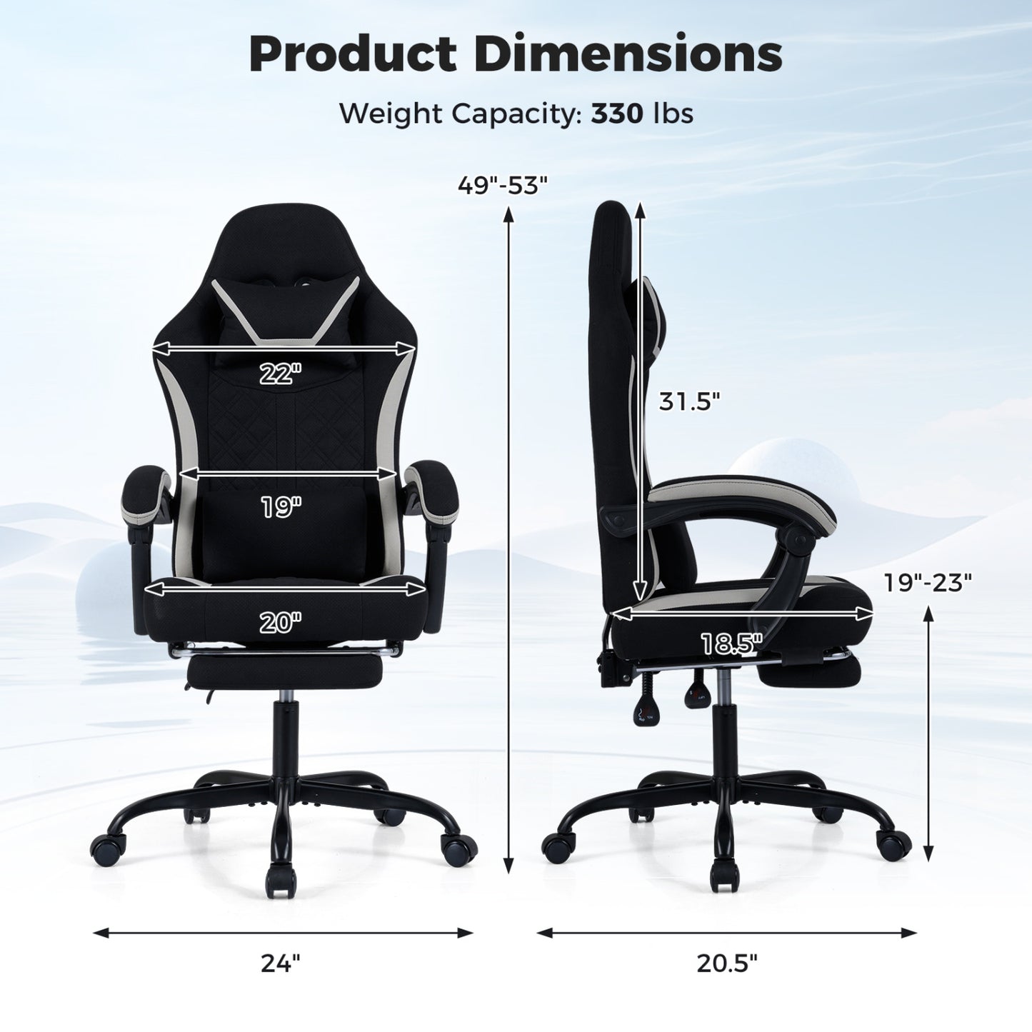 Gaming Chair with Footrest and Lumbar Support