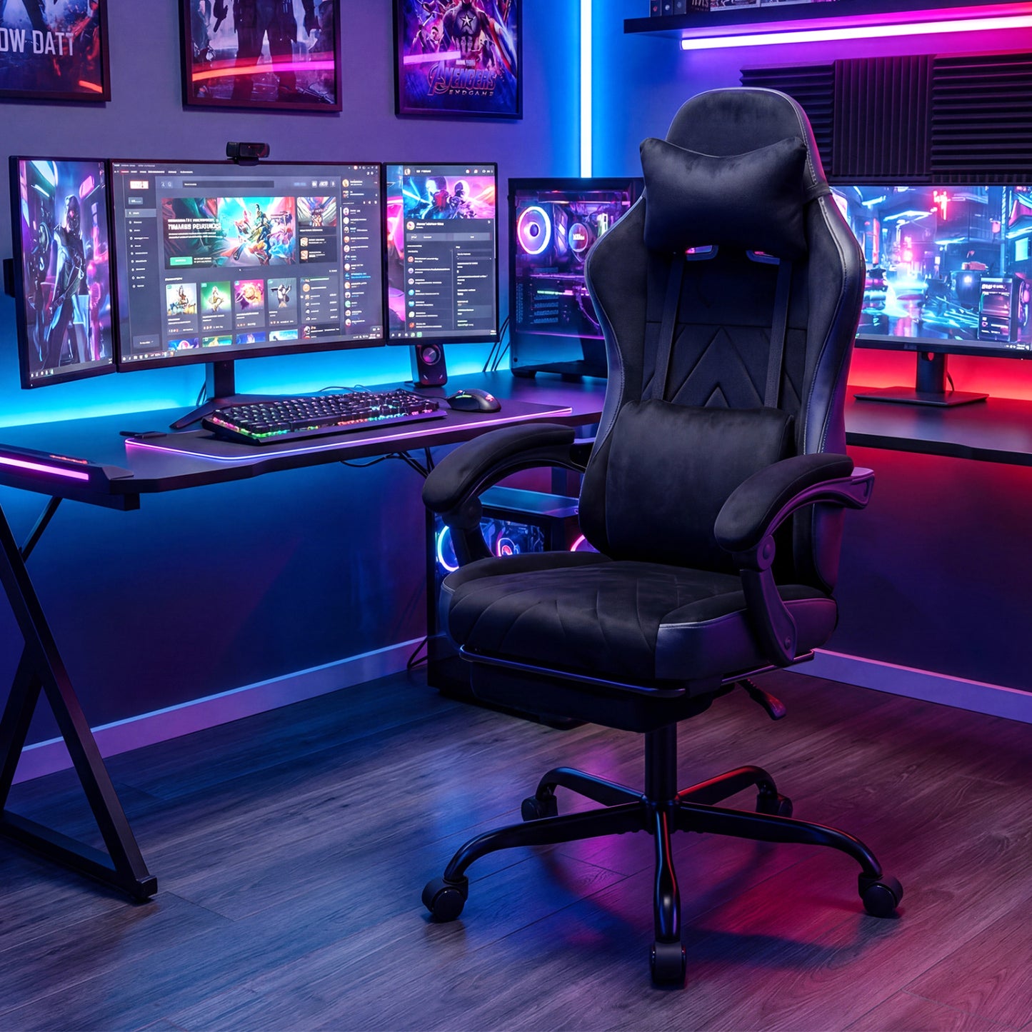 Gaming Chair with Lumbar Support and Adjustable Armrests