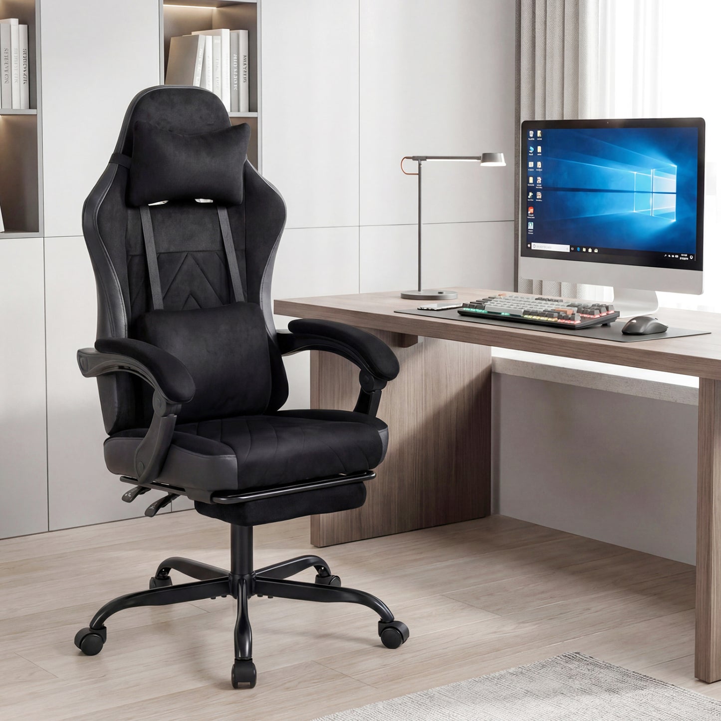 Gaming Chair with Lumbar Support and Adjustable Armrests