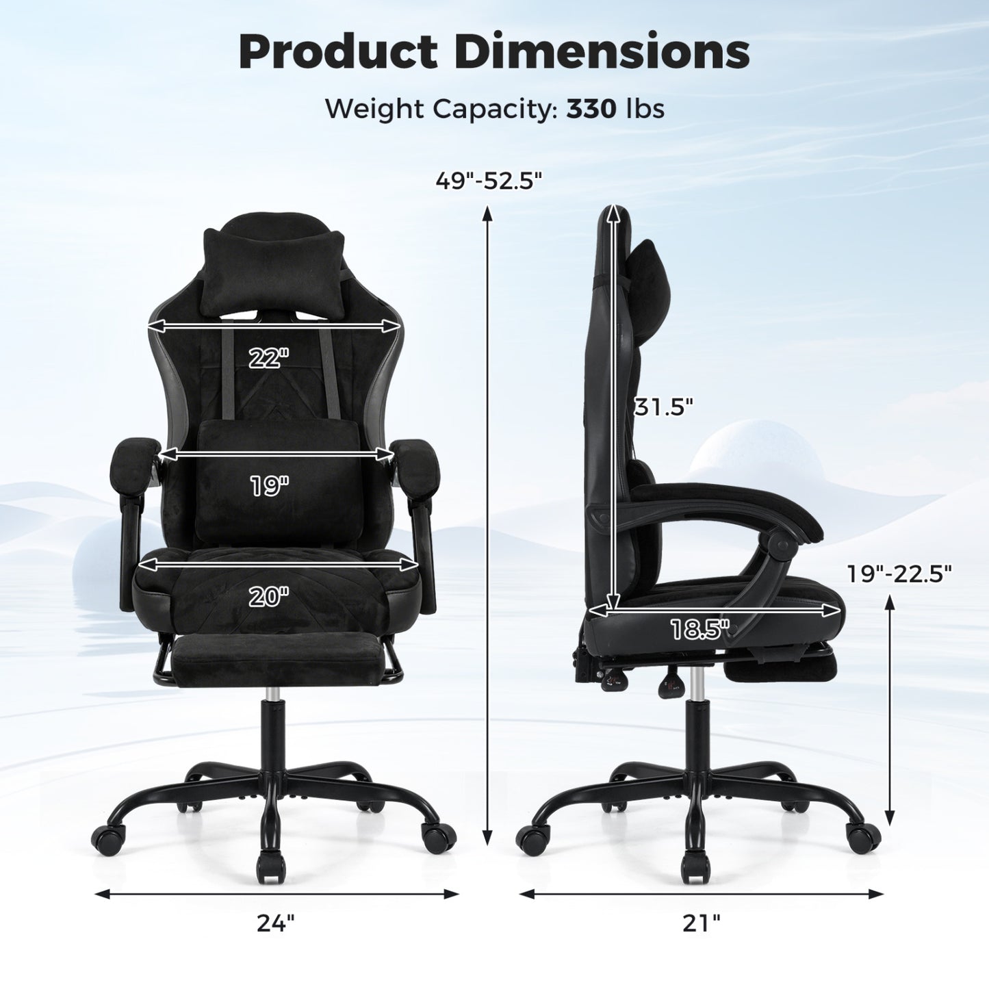 Gaming Chair with Lumbar Support and Adjustable Armrests