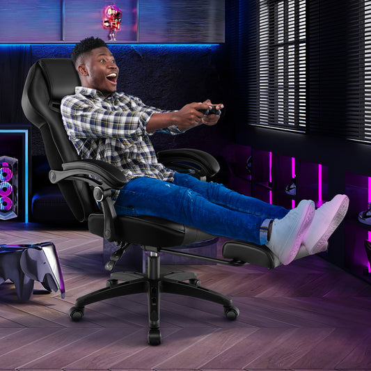 Gaming Chair with Footrest and Adjustable Lumbar Support