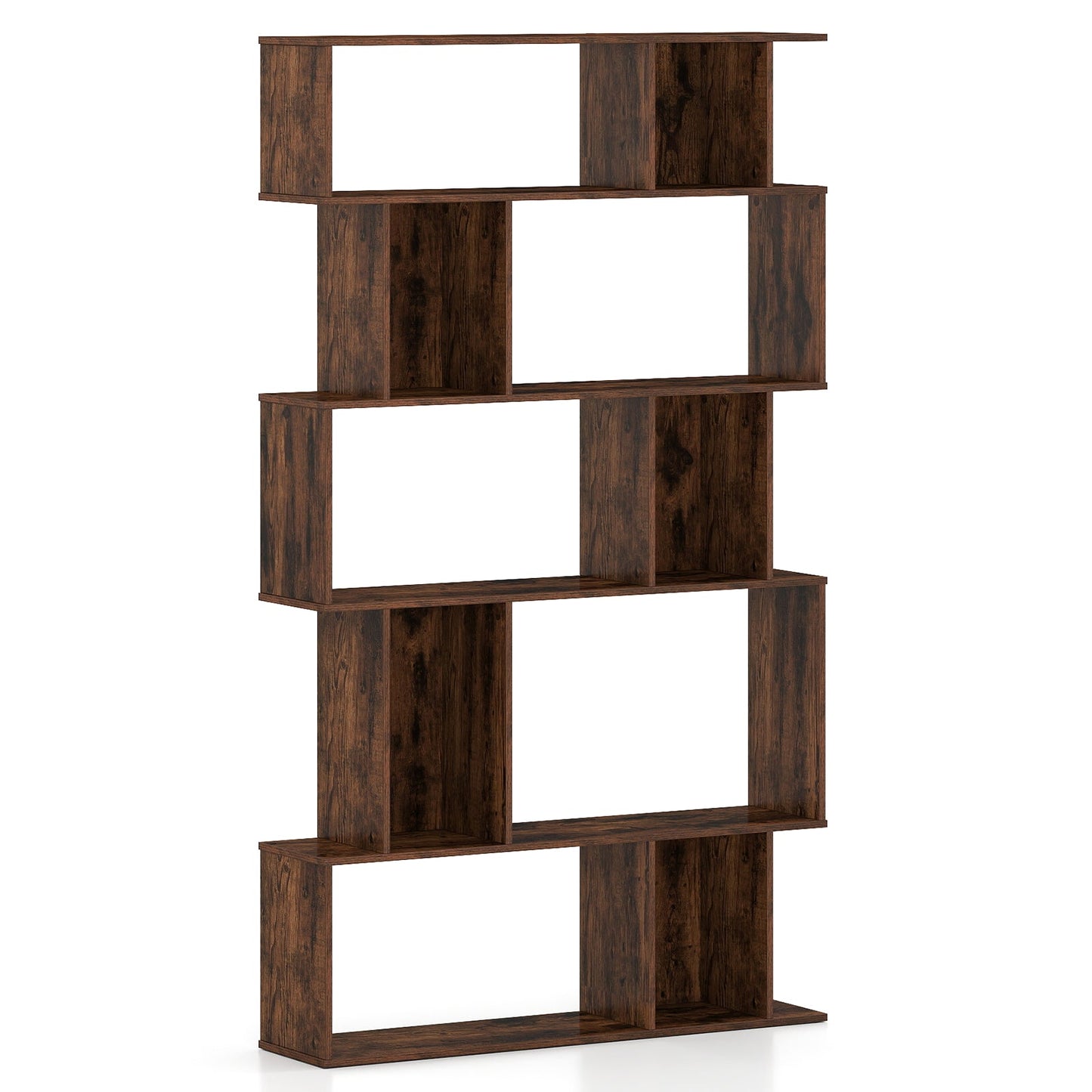 Geometric Bookshelf 5-Tier Bookcase with Open Shelves and Closed-back Cubes