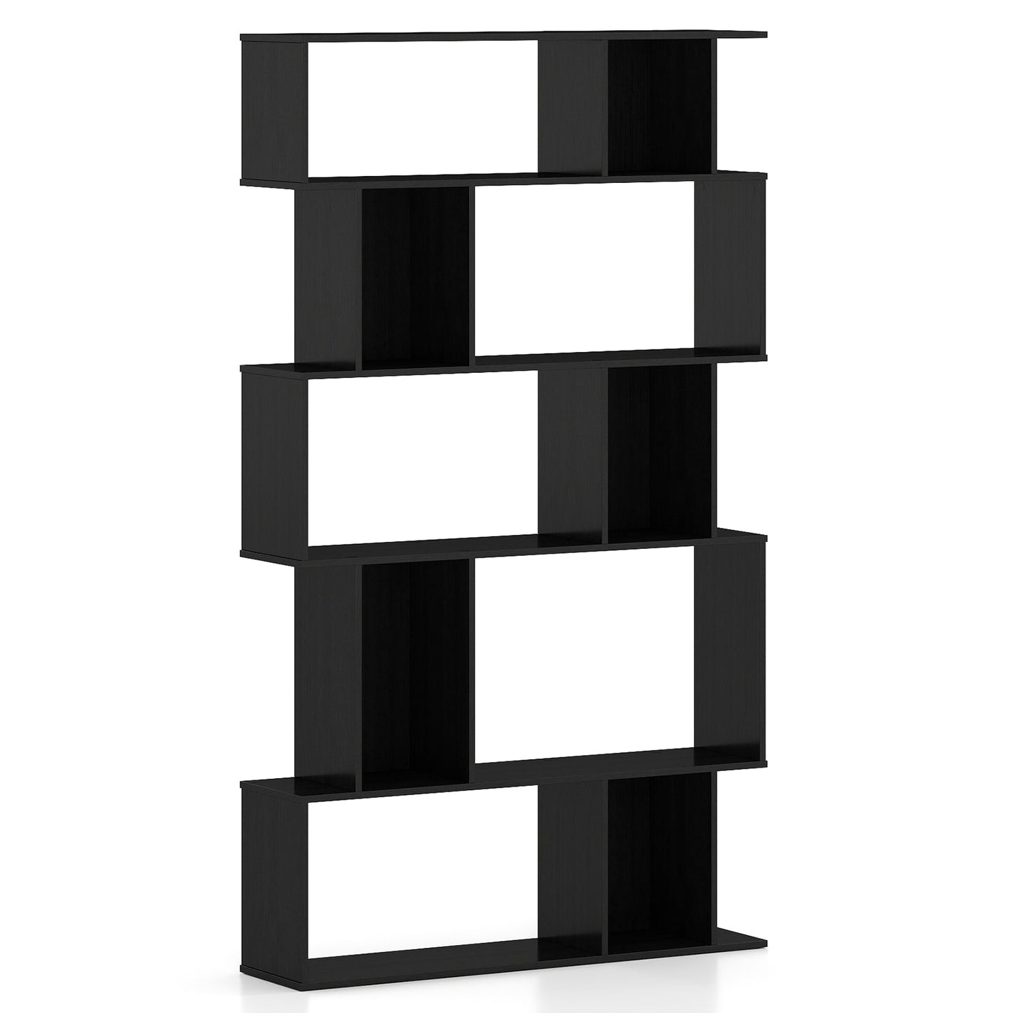 Geometric Bookshelf 5-Tier Bookcase with Open Shelves and Closed-back Cubes