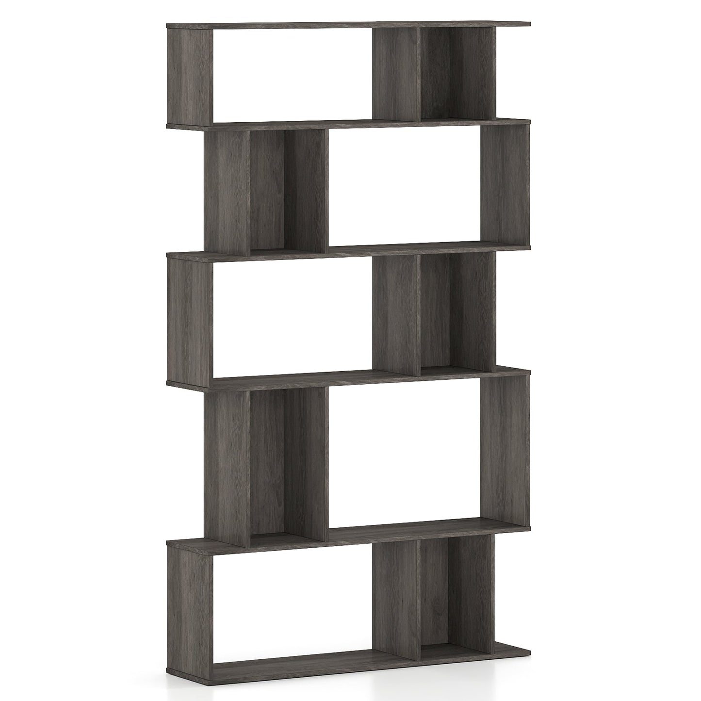 Geometric Bookshelf 5-Tier Bookcase with Open Shelves and Closed-back Cubes