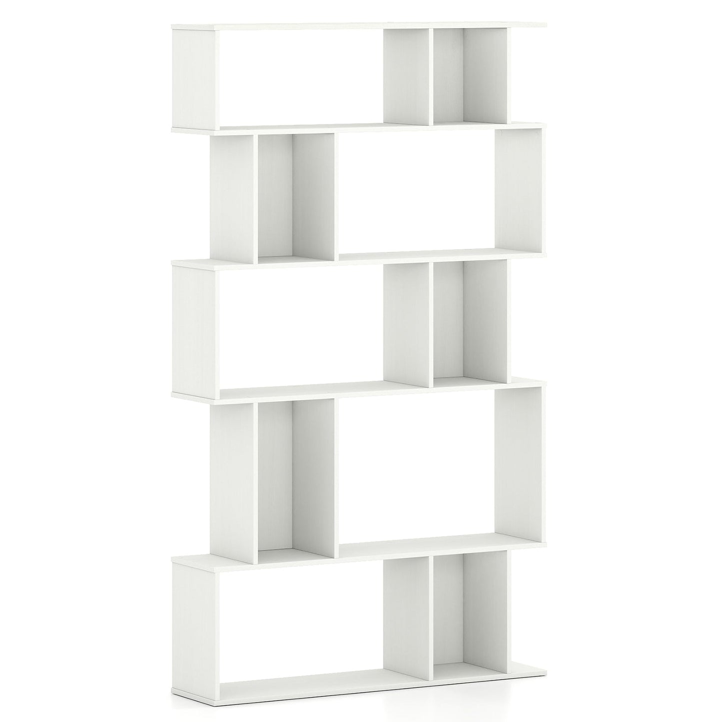 Geometric Bookshelf 5-Tier Bookcase with Open Shelves and Closed-back Cubes