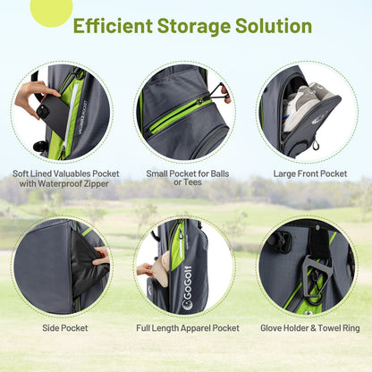 Golf Stand Bag Lightweight Golf Bag with 8 Way Top Dividers and 5 Zippered Pockets