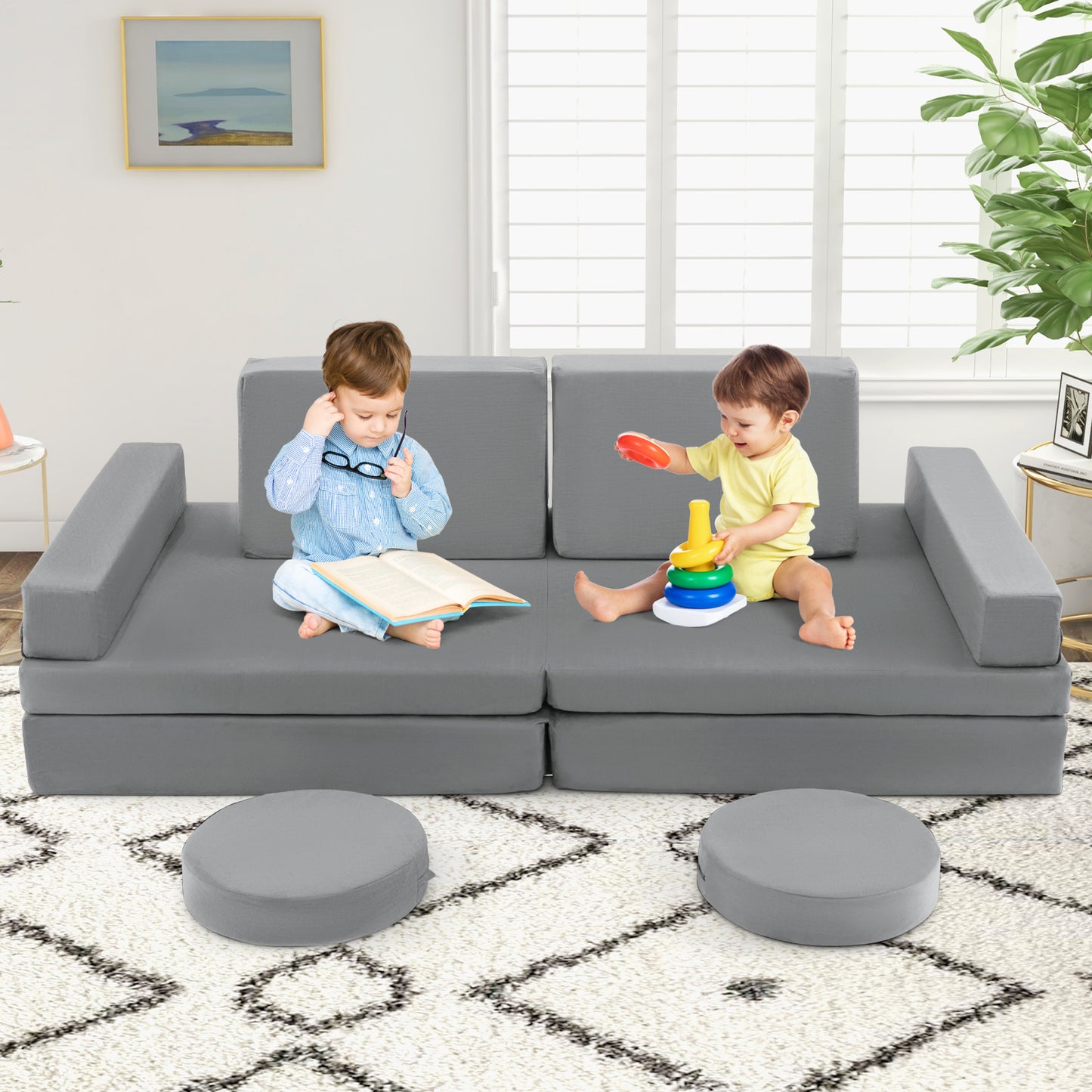 Kids Modular Play Couch 10-Piece Foam Sofa Set