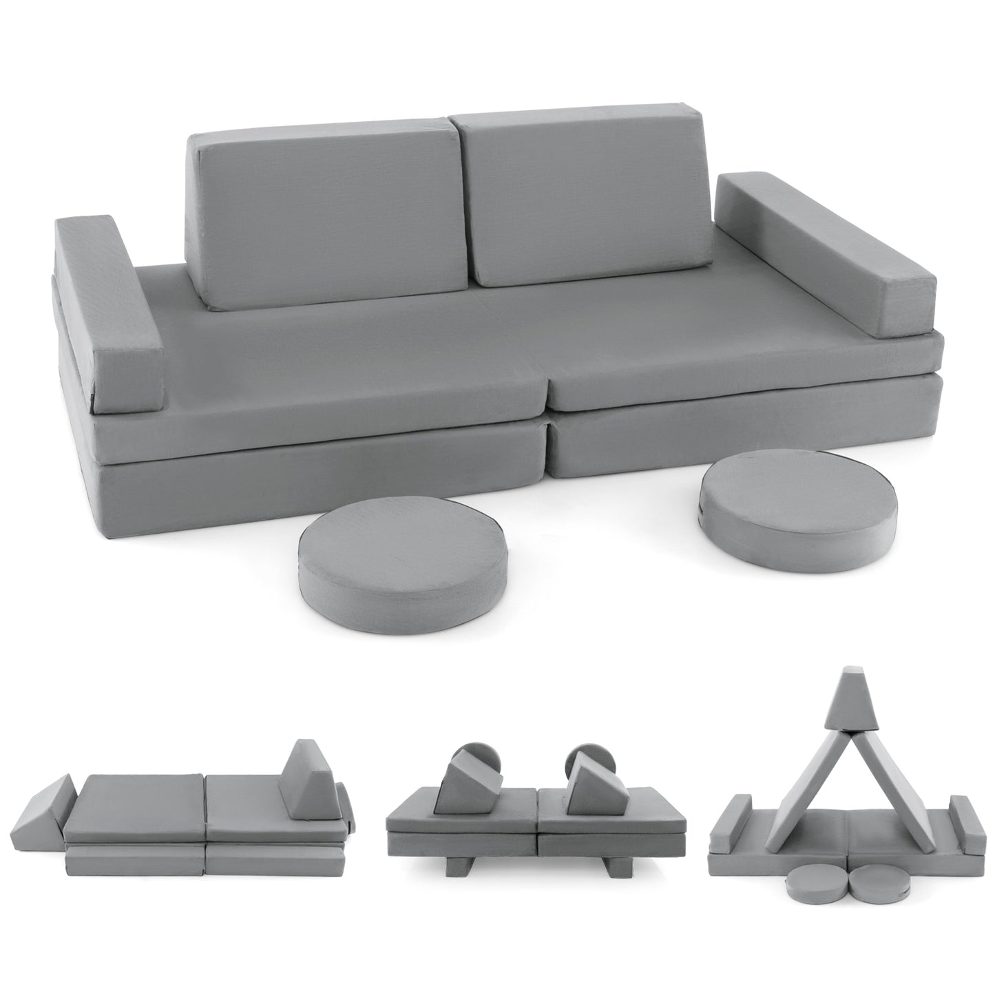 Kids Modular Play Couch 10-Piece Foam Sofa Set