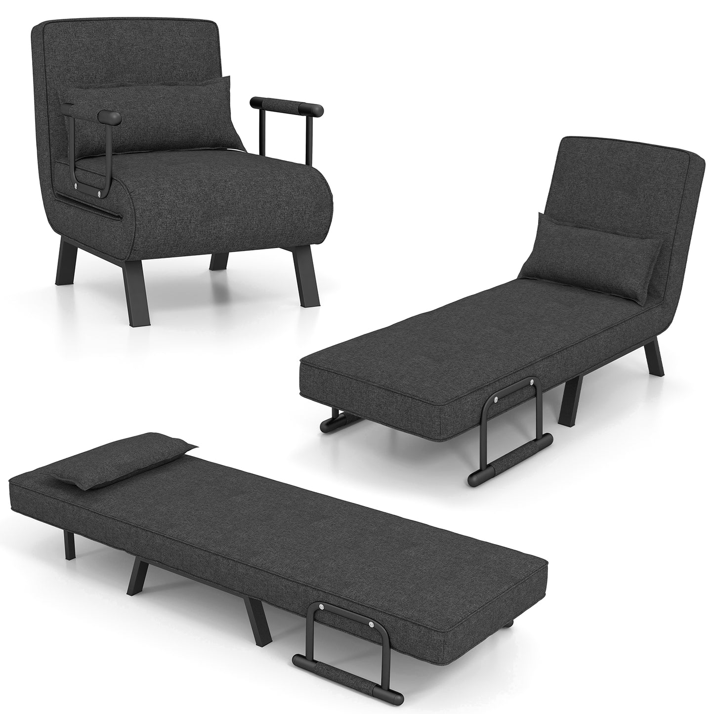 Convertible Sleeper Chair with 6 Position Adjustable Backrest