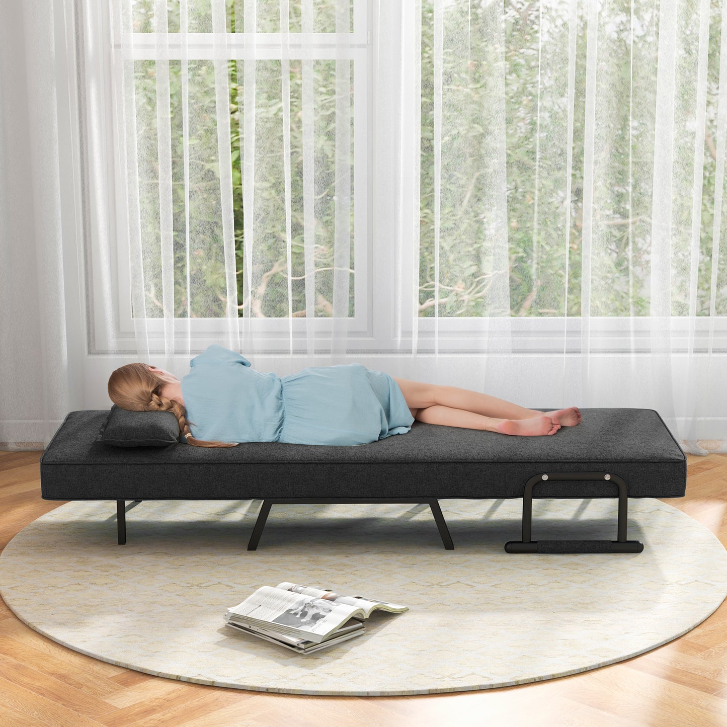 Convertible Sleeper Chair with 6 Position Adjustable Backrest