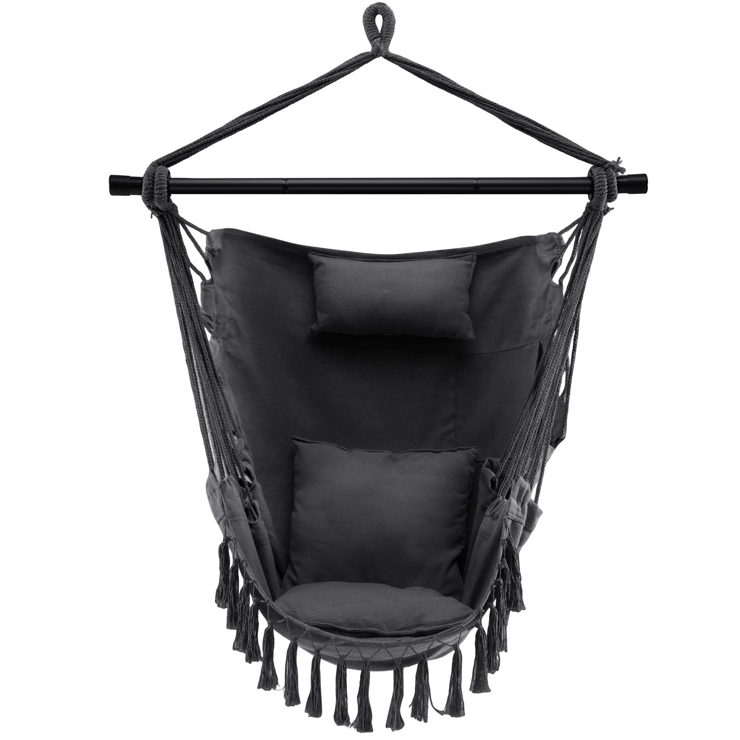 Hanging Rope Swing Chair with Pillow and Cushions