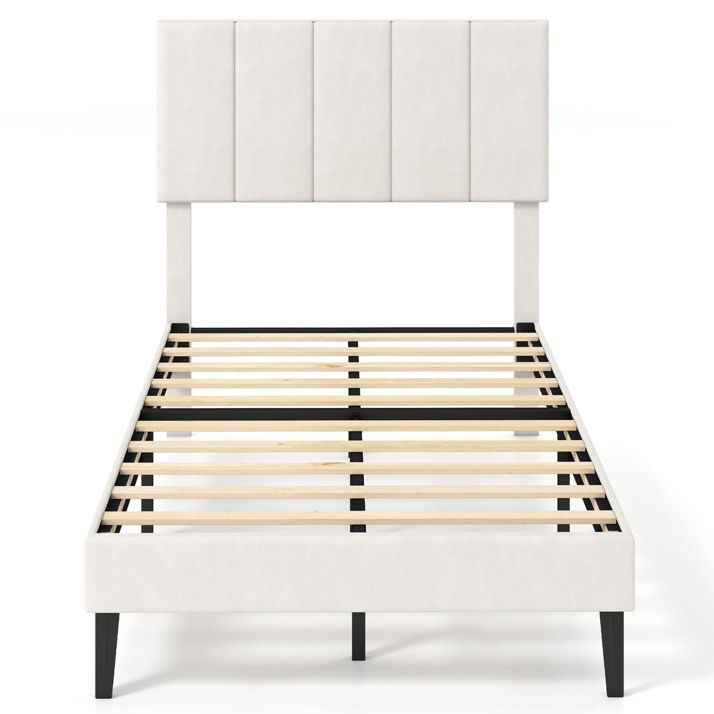 Upholstered Platform Bed with Adjustable Headboard - Twin
