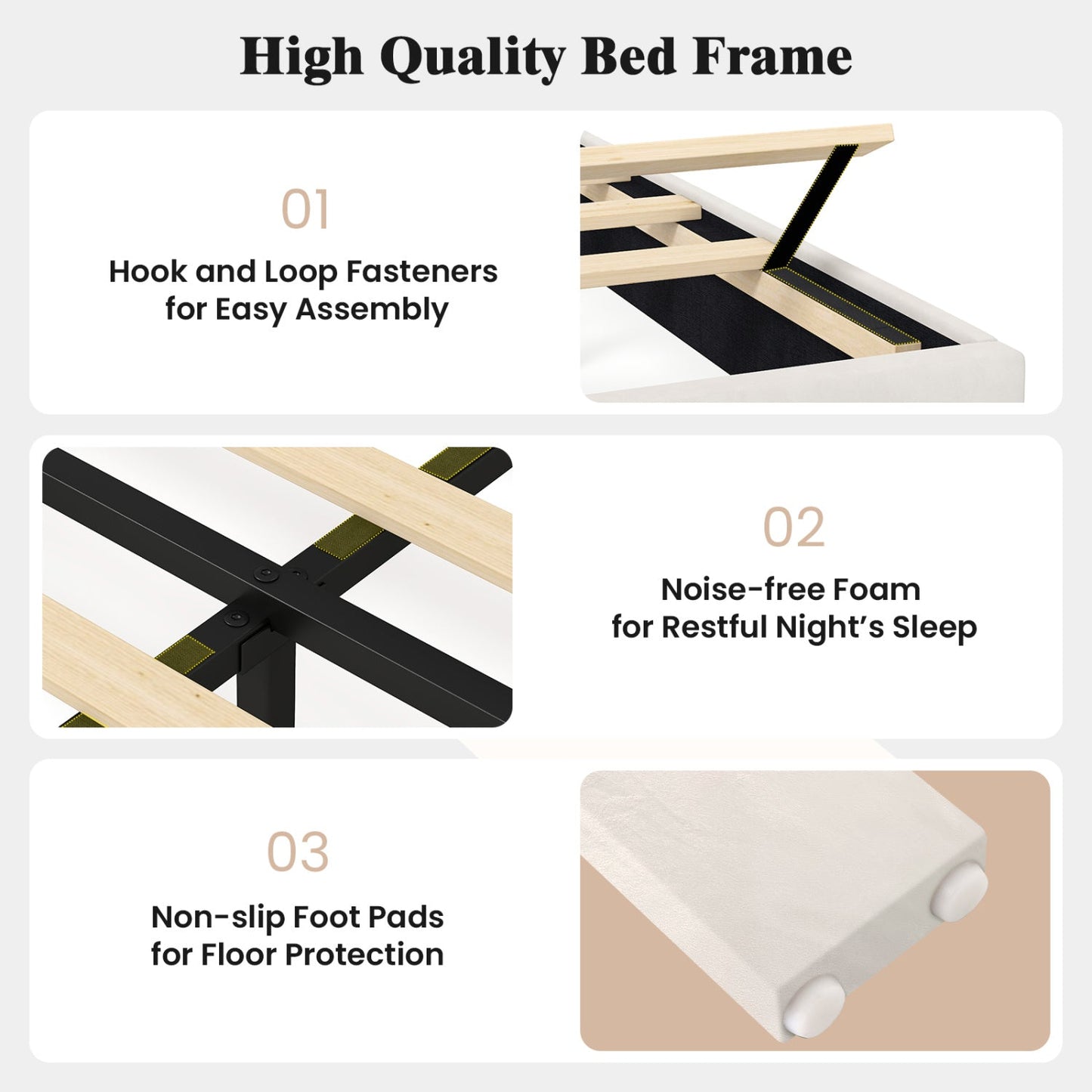 Upholstered Platform Bed with Adjustable Headboard - Twin
