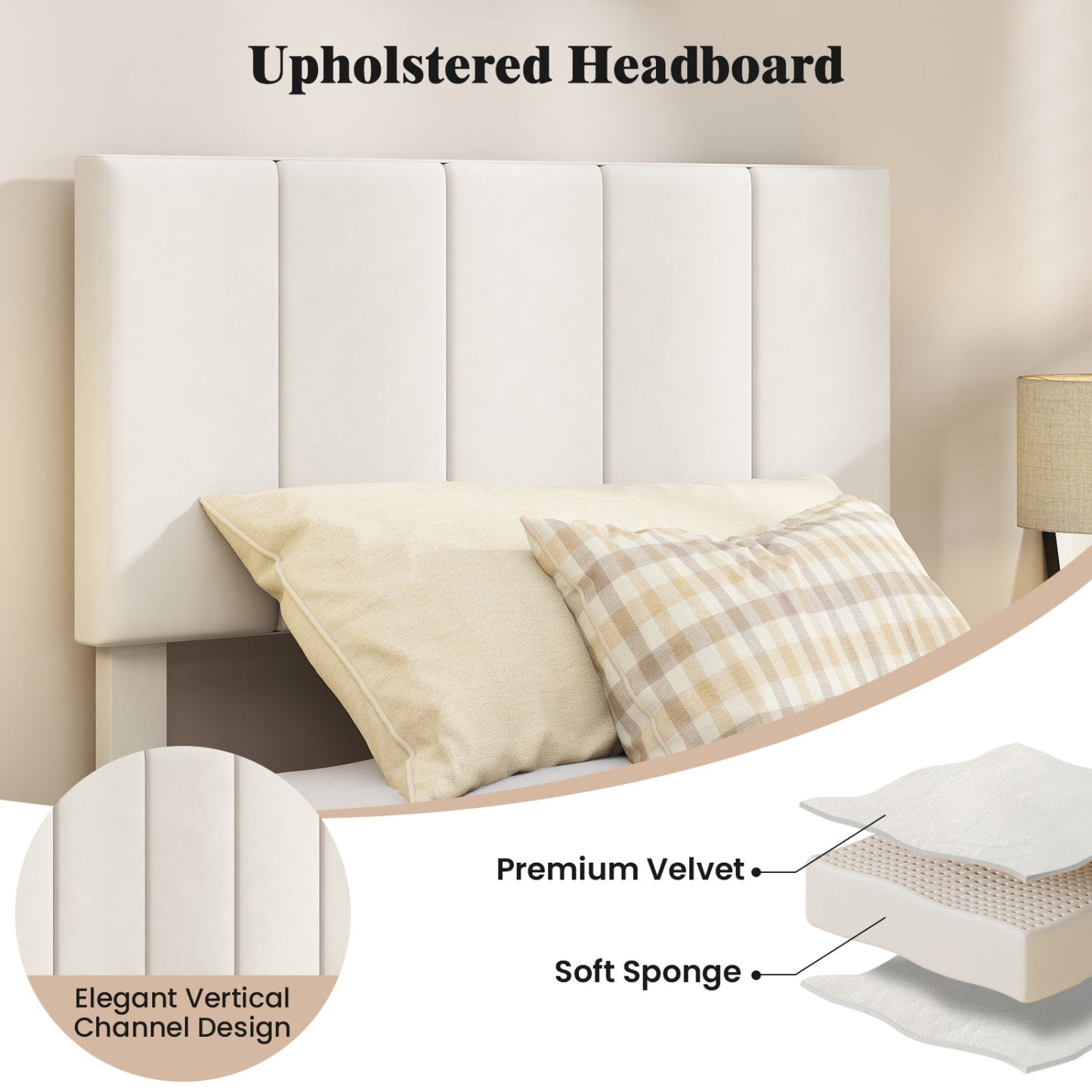 Upholstered Platform Bed with Adjustable Headboard - Twin