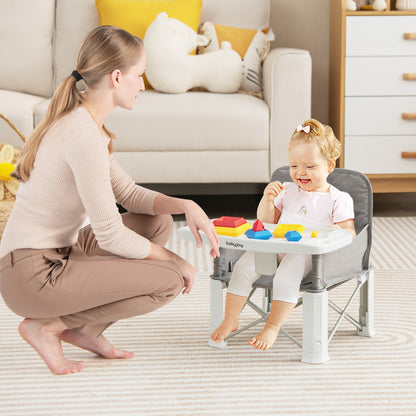 Portable Baby Booster Seat with Double Tray and Storage Bag