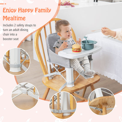 Portable Baby Booster Seat with Double Tray and Storage Bag