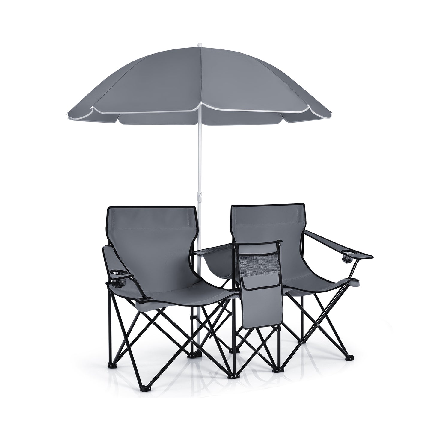 Folding Double Chair with Umbrella and Cooler Bag