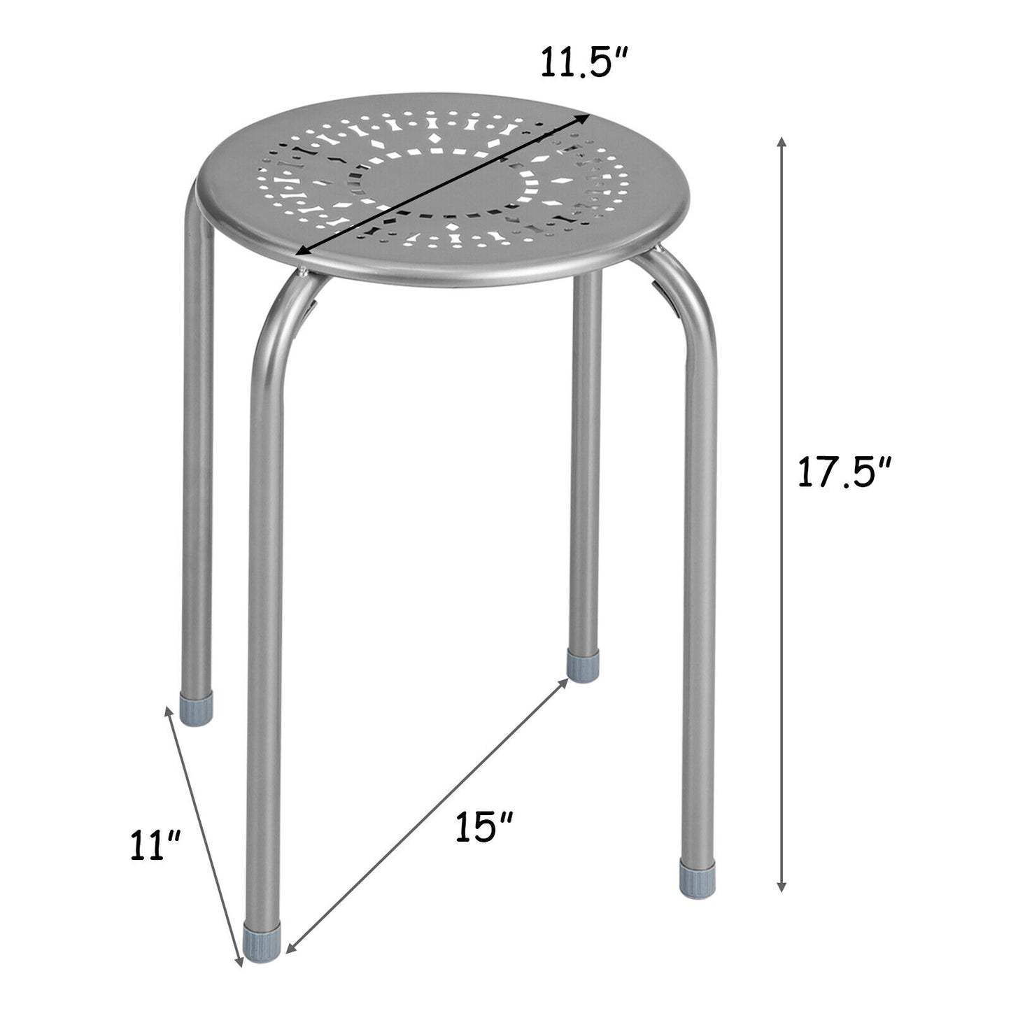 Stackable Metal Stools with Daisy Design - Set of 6