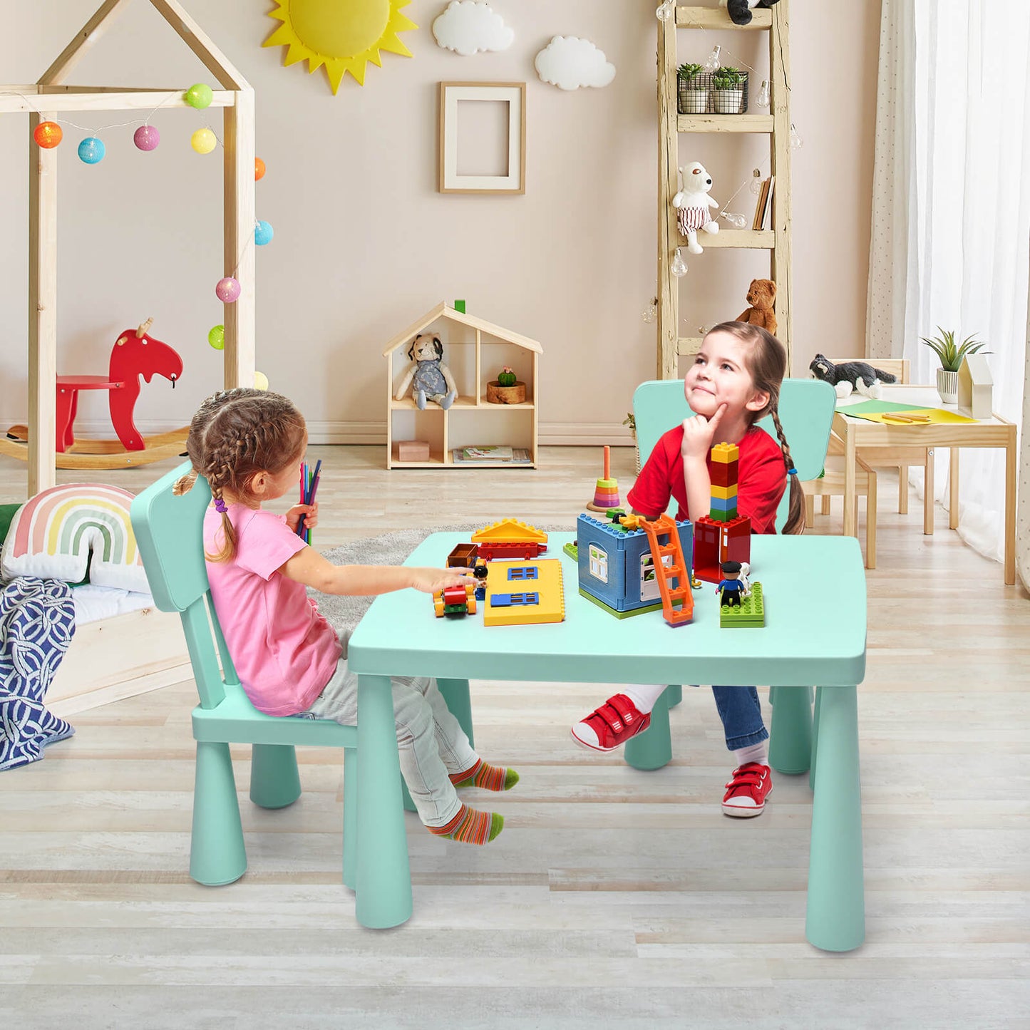 Kids Table and Chair Set - 3 Piece Multi Activity Play Set