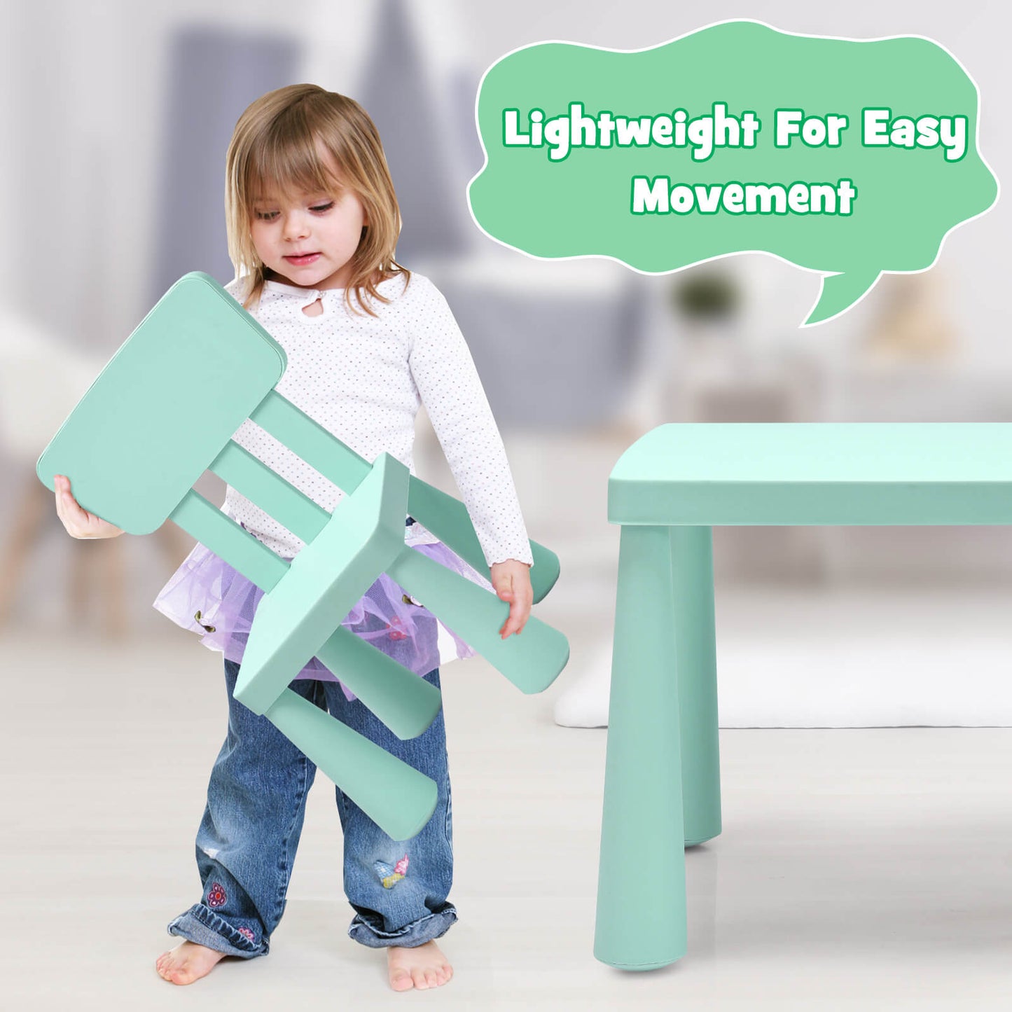 Kids Table and Chair Set - 3 Piece Multi Activity Play Set