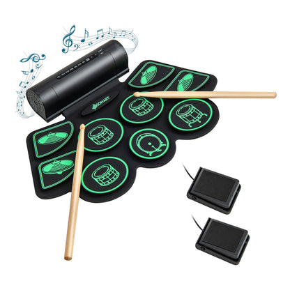 Electronic Drum Set with 2 Build-in Stereo Speakers for Kids