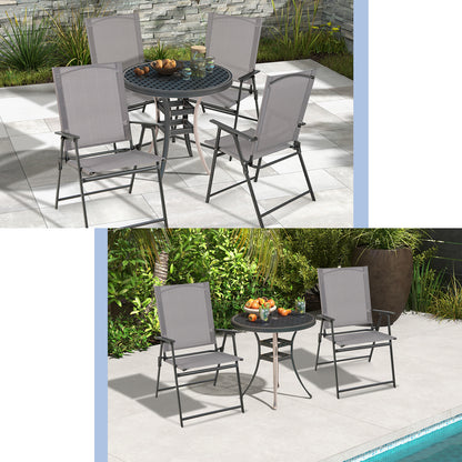 Folding Patio Dining Chairs with Armrests - Set of 2