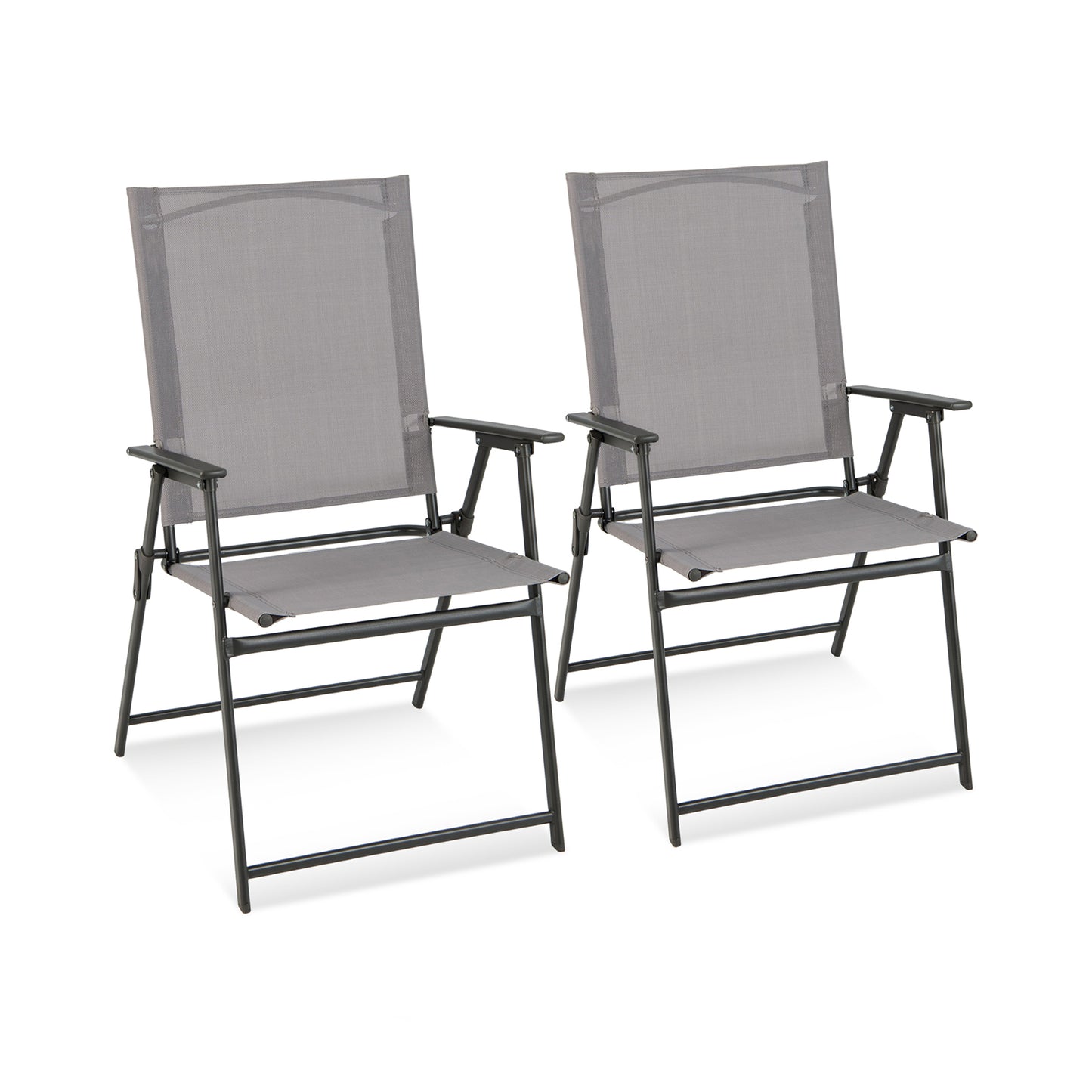 Folding Patio Dining Chairs with Armrests - Set of 2