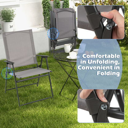 Folding Patio Dining Chairs with Armrests - Set of 2