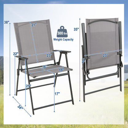 Folding Patio Dining Chairs with Armrests - Set of 2