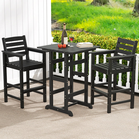 HDPE Adirondack Bar Chairs Set of 2 with Wide Armrests