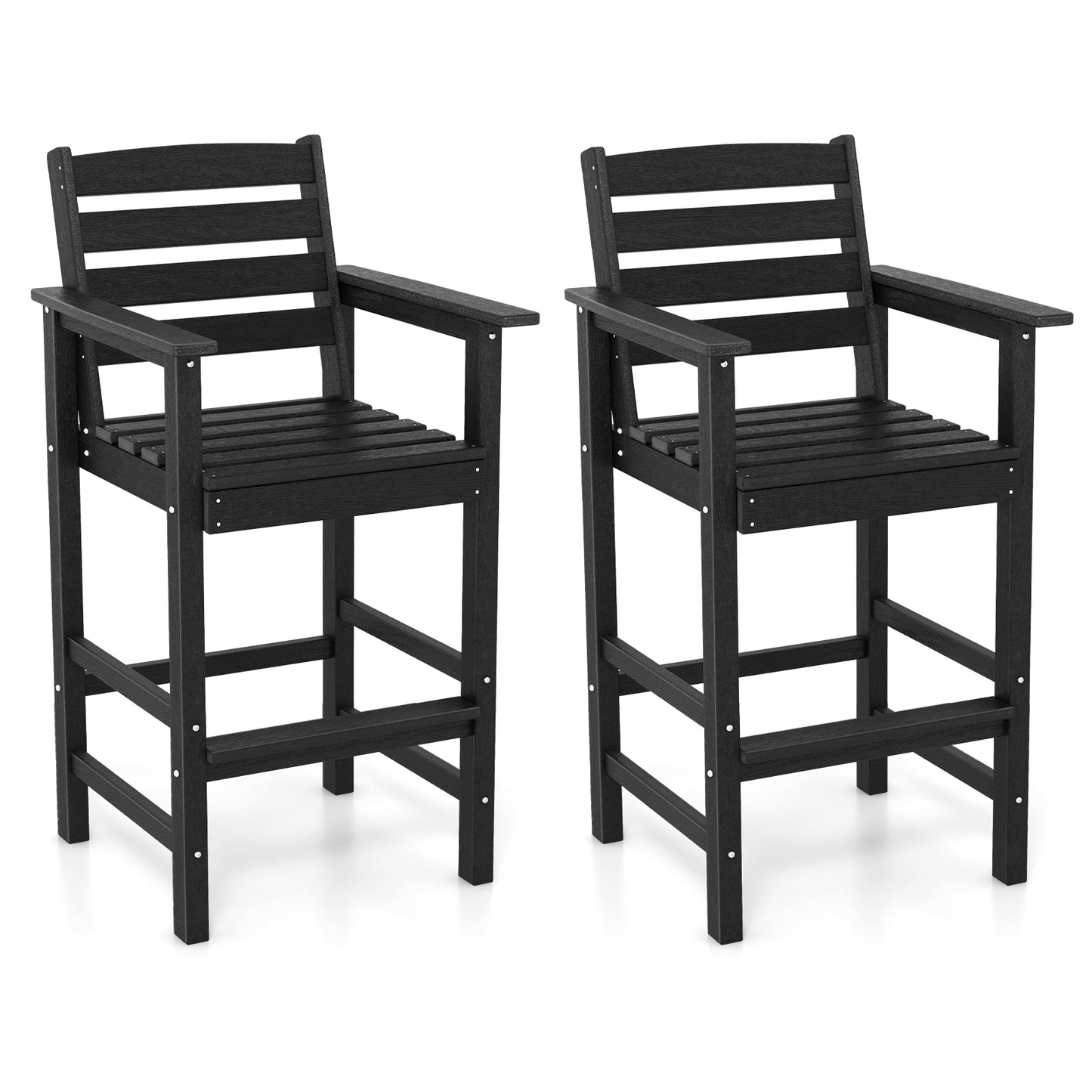 HDPE Adirondack Bar Chairs Set of 2 with Wide Armrests