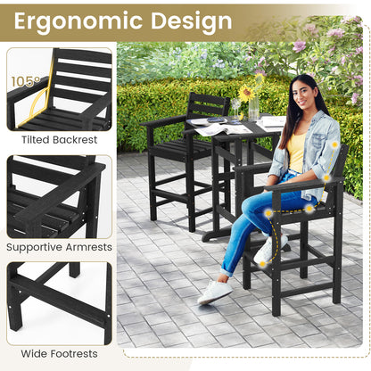 HDPE Adirondack Bar Chairs Set of 2 with Wide Armrests